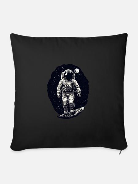 Astronaut Mond - Sofakissenbezug 45 x 45 cm - Schwarz