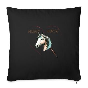 Hobby Horse gezeichnet mit Herz - Sofakissenbezug 45 x 45 cm - Schwarz - Vorne