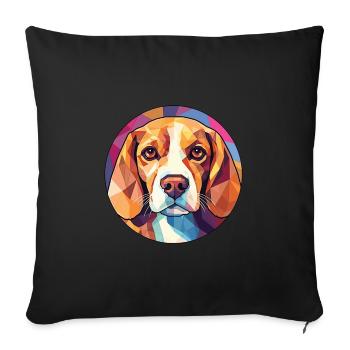 Beagle Dog Breed Colorful Watercolor Illustration - Sofa pillowcase 17,3'' x 17,3'' (45 x 45 cm) - black - Front