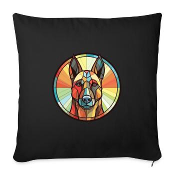 Illustration à l’aquarelle de race de chien Malinoi belge - Housse de coussin décorative 45 x 45 cm - noir - Devant