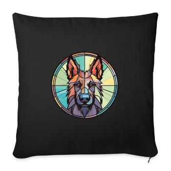 Chien de berger belge chien race aquarelle Illustration - Housse de coussin décorative 45 x 45 cm - noir - Devant
