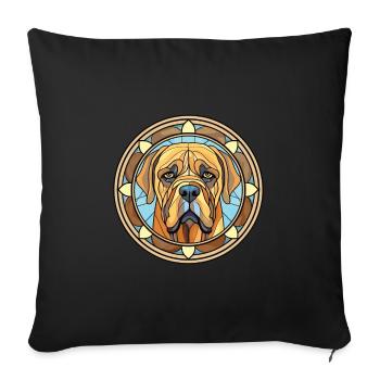 Boerboel Dog Breed Watercolor Glass Illustration - Sofa pillowcase 17,3'' x 17,3'' (45 x 45 cm) - black - Front