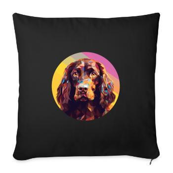 Boykin Spaniel chien race aquarelle Illustration - Housse de coussin décorative 45 x 45 cm - noir - Devant