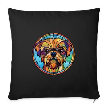 Illustration aquarelle de race de chien griffon de Bruxelles - Housse de coussin décorative 45 x 45 cm - noir - Devant