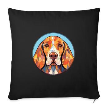 Anglais américain Coonhound Chien Race Aquarelle - Housse de coussin décorative 45 x 45 cm - noir - Devant