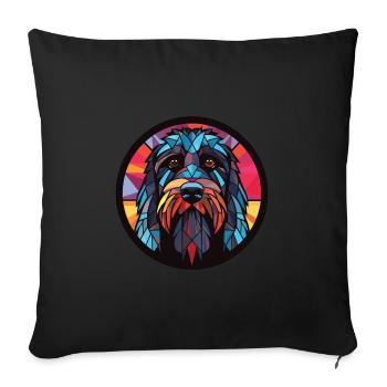 Black Russian Terrier Dog Breed Watercolor Glass - Sofa pillowcase 17,3'' x 17,3'' (45 x 45 cm) - black - Front