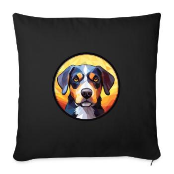 Illustration à l’aquarelle de race de chien Boxer allemand - Housse de coussin décorative 45 x 45 cm - noir - Devant