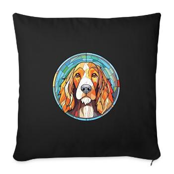 German Wirehaired Pointer Dog Breed Watercolor - Sofa pillowcase 17,3'' x 17,3'' (45 x 45 cm) - black - Front