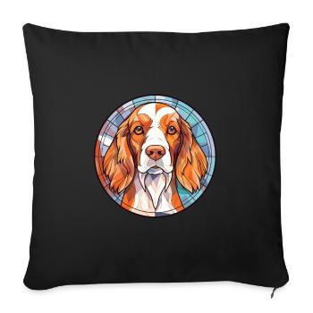 Irlandais rouge et blanc Setter chien race aquarelle - Housse de coussin décorative 45 x 45 cm - noir - Devant