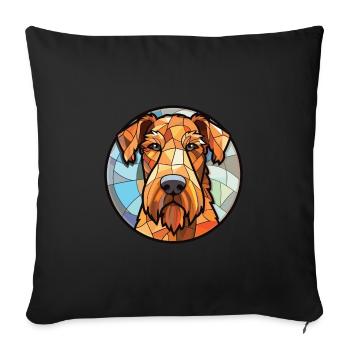 Airedale Terrier Chien Race Illustration à l’aquarelle - Housse de coussin décorative 45 x 45 cm - noir - Devant