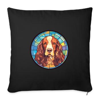 American Water Spaniel Dog Breed Watercolor Glass - Sofa pillowcase 17,3'' x 17,3'' (45 x 45 cm) - black - Front