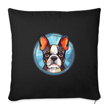 Boston Terrier Hunderasse Aquarell Illustration - Sofakissenbezug 45 x 45 cm - Schwarz - Vorne