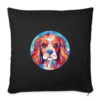 Cavalier King Charles Spaniel chien race aquarelle - Housse de coussin décorative 45 x 45 cm - noir - Devant