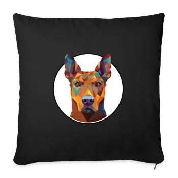 Français blanc et noir chien chien race aquarelle - Housse de coussin décorative 45 x 45 cm - noir - Devant