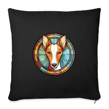 Ibizan Hound Dog Breed Watercolor Illustration - Sofa pillowcase 17,3'' x 17,3'' (45 x 45 cm) - black - Front