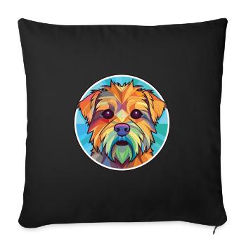 Norfolk Terrier Dog Breed Watercolor Illustration - Sofa pillowcase 17,3'' x 17,3'' (45 x 45 cm) - black - Front
