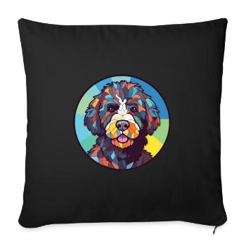 Portuguese Water Dog Breed Watercolor Illustration - Sofa pillowcase 17,3'' x 17,3'' (45 x 45 cm) - black - Front