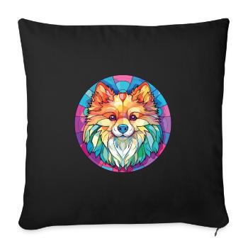 Pomeranian Dog Breed Watercolor Glass Illustration - Sofa pillowcase 17,3'' x 17,3'' (45 x 45 cm) - black - Front