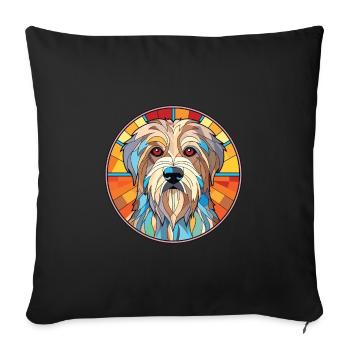 Berger des Pyrénées chien race aquarelle colorée - Housse de coussin décorative 45 x 45 cm - noir - Devant