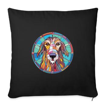 Scottish Deerhound Dog Breed Colorful Watercolor - Sofa pillowcase 17,3'' x 17,3'' (45 x 45 cm) - black - Front