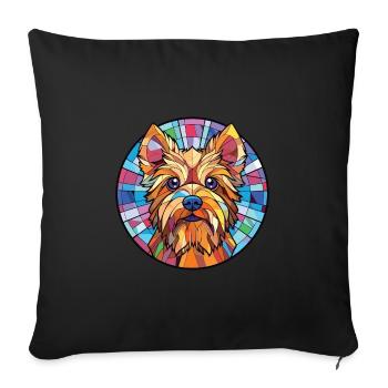 Silky Terrier Hunderasse Aquarell Illustration - Sofakissenbezug 45 x 45 cm - Schwarz - Vorne