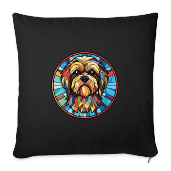 Lhasa Apso Dog Breed Watercolor Glass Illustration - Sofa pillowcase 17,3'' x 17,3'' (45 x 45 cm) - black - Front