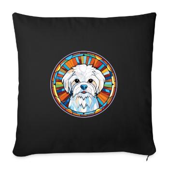 Chien maltais race coloré aquarelle Illustration - Housse de coussin décorative 45 x 45 cm - noir - Devant