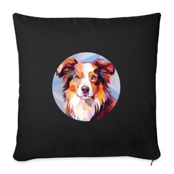 Miniature American Shepherd Dog Breed Watercolor - Sofa pillowcase 17,3'' x 17,3'' (45 x 45 cm) - black - Front