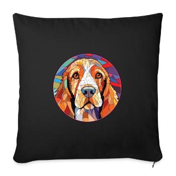 Petits Bassets Griffons Vendéen Chien Aquarelle - Housse de coussin décorative 45 x 45 cm - noir - Devant