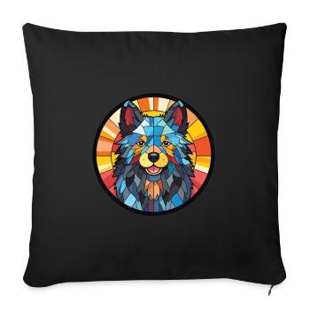 Schipperke chien race aquarelle verre Illustration - Housse de coussin décorative 45 x 45 cm - noir - Devant
