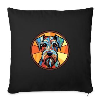 Standard Schnauzer chien race aquarelle colorée - Housse de coussin décorative 45 x 45 cm - noir - Devant