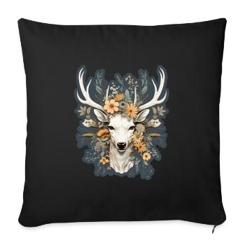 Fleurs de cerf - Housse de coussin décorative 45 x 45 cm - noir - Devant