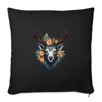 Fleurs de cerf - Housse de coussin décorative 45 x 45 cm - noir - Devant
