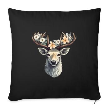 Fleurs de cerf - Housse de coussin décorative 45 x 45 cm - noir - Devant