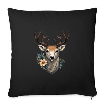 Fleurs de cerf - Housse de coussin décorative 45 x 45 cm - noir - Devant