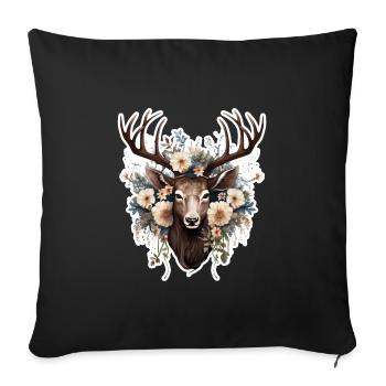Fleurs de cerf - Housse de coussin décorative 45 x 45 cm - noir - Devant