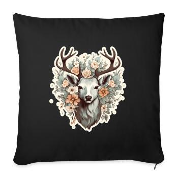 Fleurs de cerf - Housse de coussin décorative 45 x 45 cm - noir - Devant