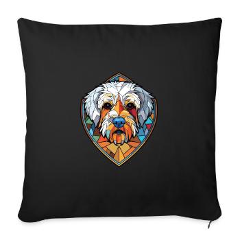 Dandie Dinmont Terrier chien race aquarelle verre - Housse de coussin décorative 45 x 45 cm - noir - Devant