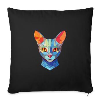 Illustration d’aquarelle colorée de chat bleu russe - Housse de coussin décorative 45 x 45 cm - noir - Devant