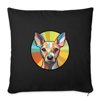 American Terrier sans poils chien race aquarelle - Housse de coussin décorative 45 x 45 cm - noir - Devant