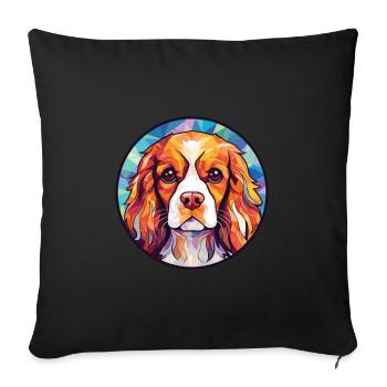 Cavalier King Charles Spaniel chien race aquarelle - Housse de coussin décorative 45 x 45 cm - noir - Devant
