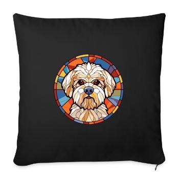 Dandie Dinmont Terrier chien race aquarelle verre - Housse de coussin décorative 45 x 45 cm - noir - Devant