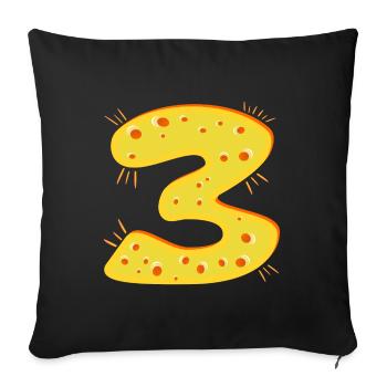NUMBER 3 years old - Three-year-old CHEESE - Sofa pillowcase 17,3'' x 17,3'' (45 x 45 cm) - black - Front