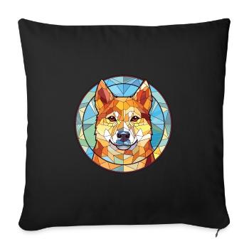 Jindo Dog Breed Colorful Watercolor Illustration - Sofa pillowcase 17,3'' x 17,3'' (45 x 45 cm) - black - Front