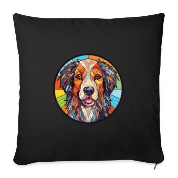 Kuchi Afghan Shepard Dog Breed Colorful Watercolor - Sofa pillowcase 17,3'' x 17,3'' (45 x 45 cm) - black - Front