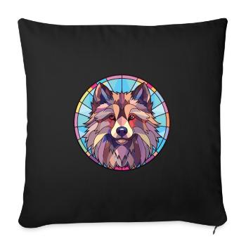 Keeshond Dog Breed Watercolor Glass Illustration - Sofa pillowcase 17,3'' x 17,3'' (45 x 45 cm) - black - Front