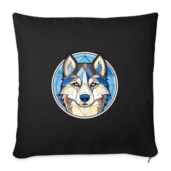 Illustration à l’aquarelle de race de chien Husky sibérien - Housse de coussin décorative 45 x 45 cm - noir - Devant