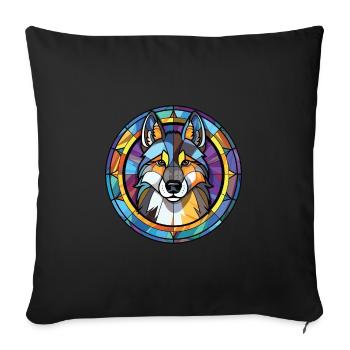 Illustration à l’aquarelle de race de chien Husky sibérien - Housse de coussin décorative 45 x 45 cm - noir - Devant