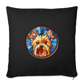 Silky Terrier Hunderasse Aquarell Illustration - Sofakissenbezug 45 x 45 cm - Schwarz - Vorne
