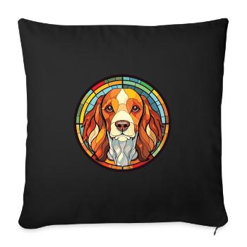Taigan Dog Breed Colorful Watercolor Illustration - Sofa pillowcase 17,3'' x 17,3'' (45 x 45 cm) - black - Front